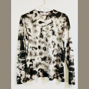 Proenza Schouler White Label Brown and White Tie Dye Long Sleeve Shirt - Size M